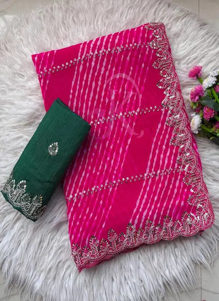 Jk 376 Soft Prism Lehriya Printed With Beads Work Saree
